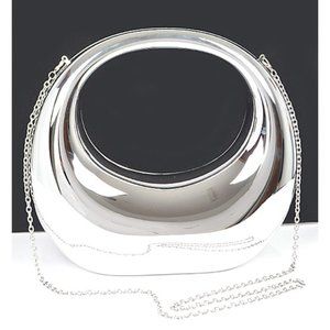 BNWT Brand New Silver Molded Acrylic Top Handle Clutch Bag Crossbody Bag